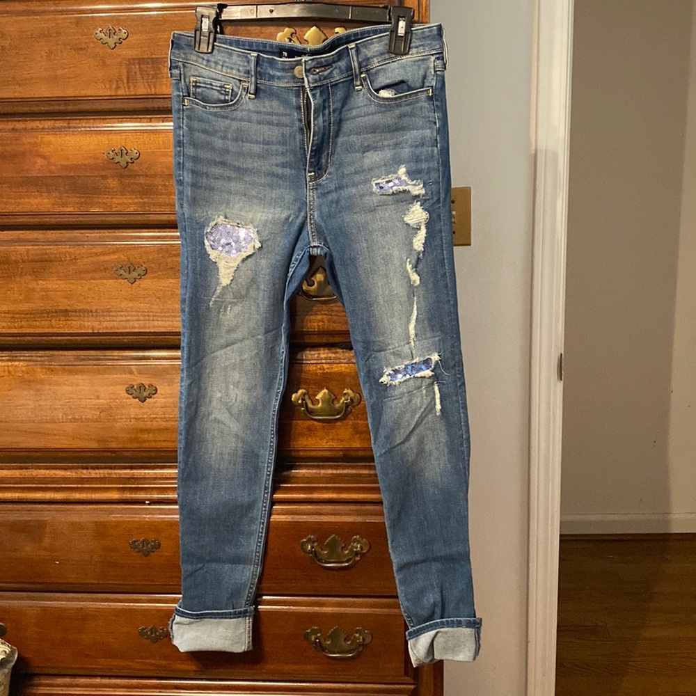 Hollister Skinny Jeans With Sparkly Patches